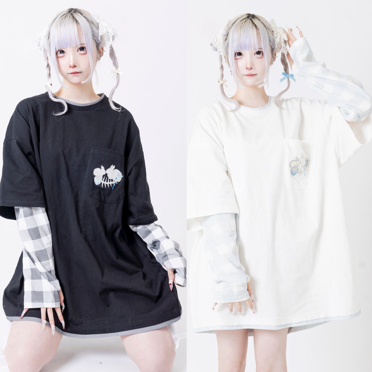 ぺろ×PSYNYXX コラボアームTEE WHITE BLACK