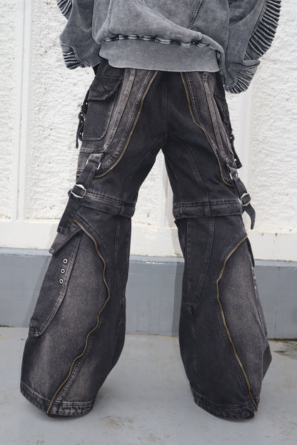 2way デニムZIPカーゴパンツ グランジ サブカル ストリート