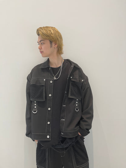 PSYNYXX  メッシュ切替サスペンダージャケットセットアップ