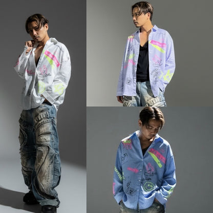 ストライプペイントシャツ