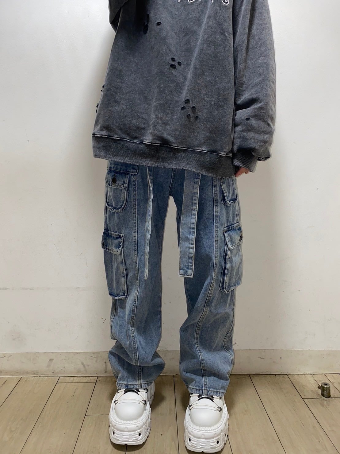 THICC PSYNYXX ワイドデニムカーゴパンツ