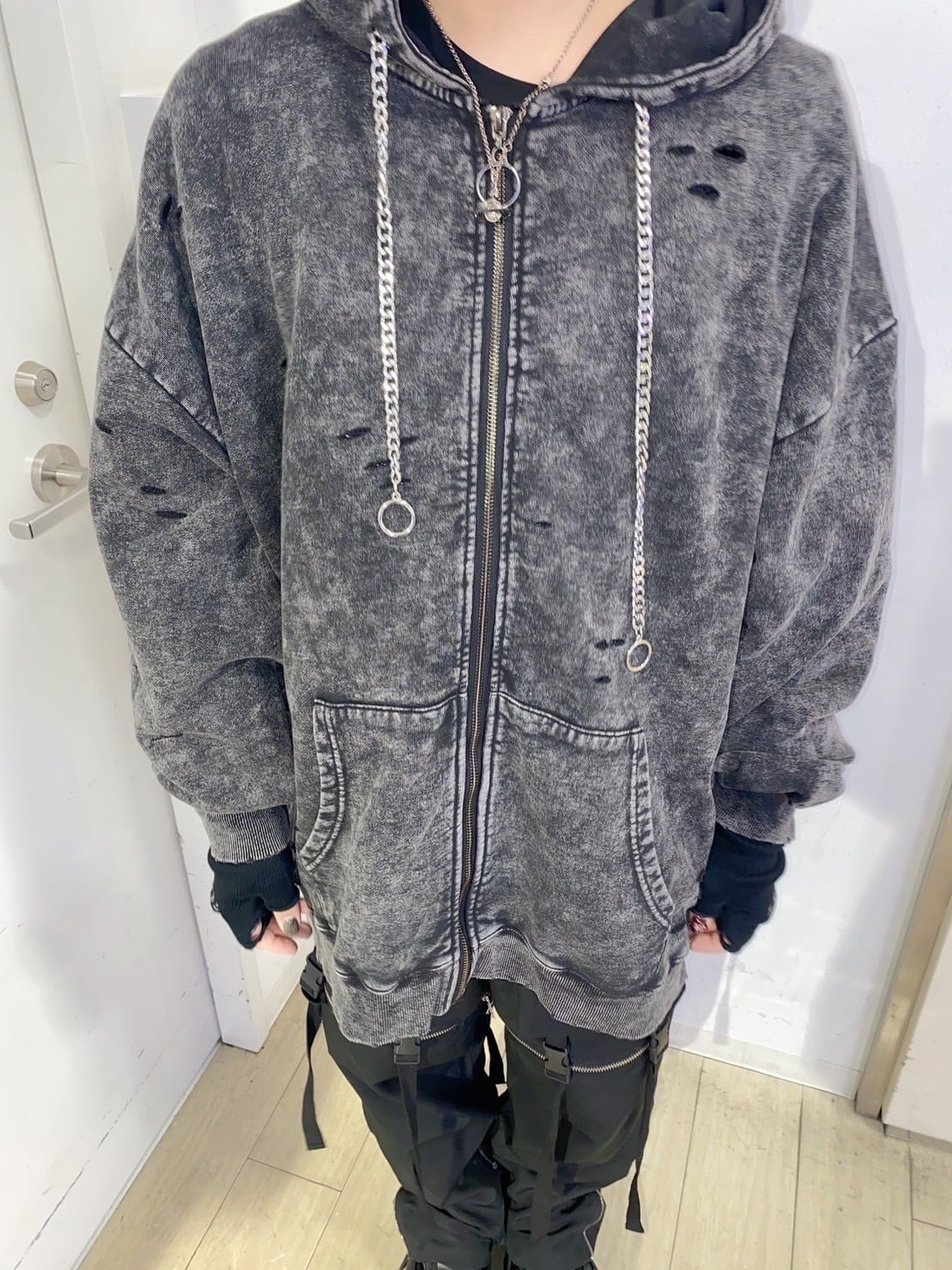 PSYNYXXケミカルダメージZIPパーカー