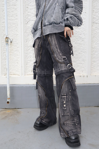 2way デニムZIPカーゴパンツ グランジ サブカル ストリート