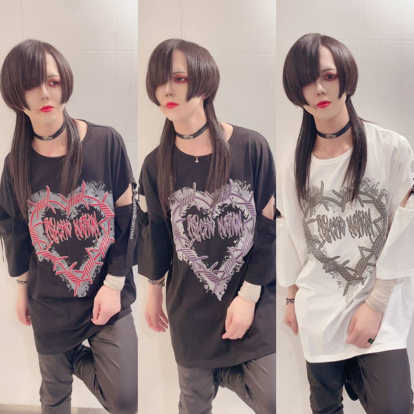 PSYNYXX SELECT ハート有刺鉄線Tシャツ