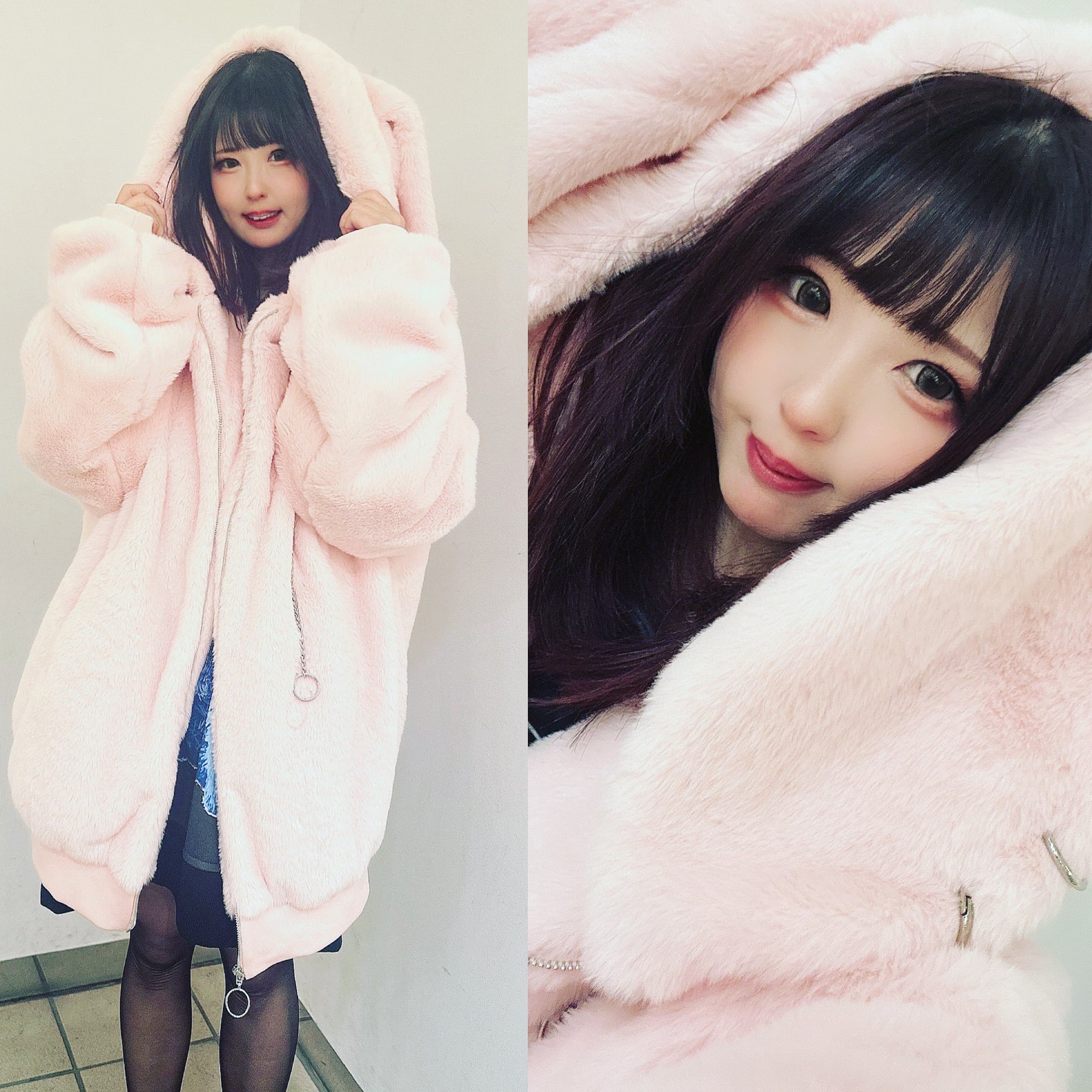 PSYNYXX THICC High Quality Bunny Ear Fur Blouson