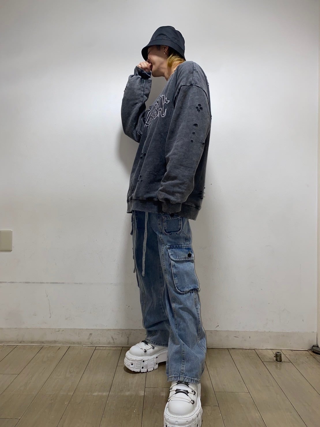 THICC PSYNYXX ワイドデニムカーゴパンツ
