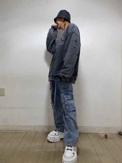 THICC PSYNYXX ワイドデニムカーゴパンツ