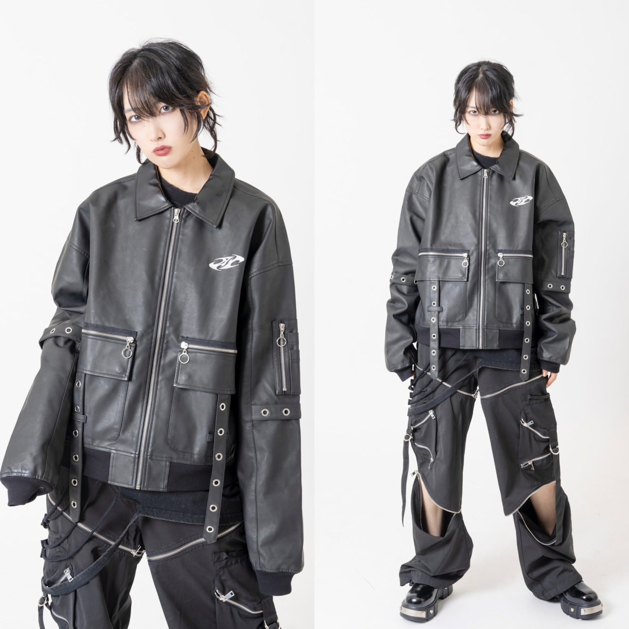 BARCON PUレザーブルゾン　グランジ Y2K