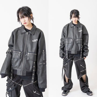 BARCON PUレザーブルゾン　グランジ Y2K