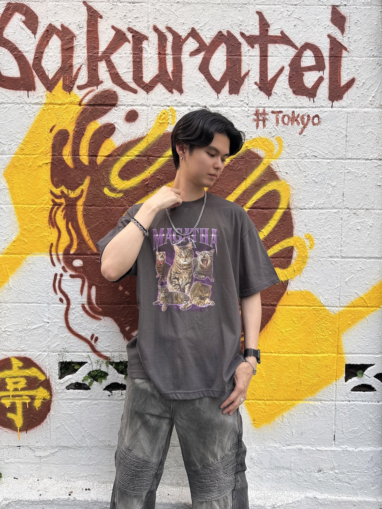 キジトラキャットTシャツ サブカル サブスト