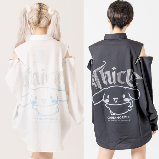 シナモン×THICC コラボ　ラインストーンロゴシャツ　サンリオ　天使界隈