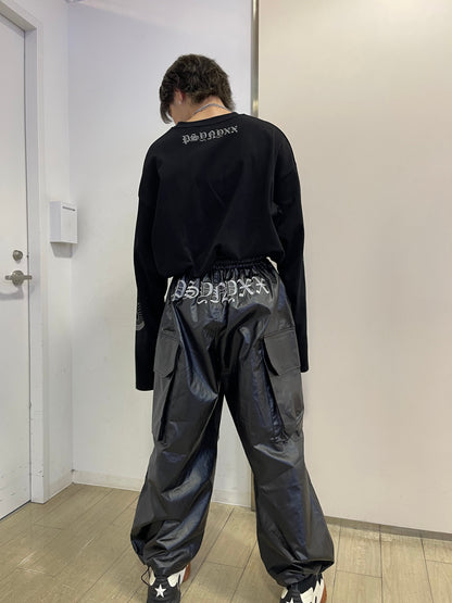 PSYNYXX 新作　刺繍コーティングワイドパンツ